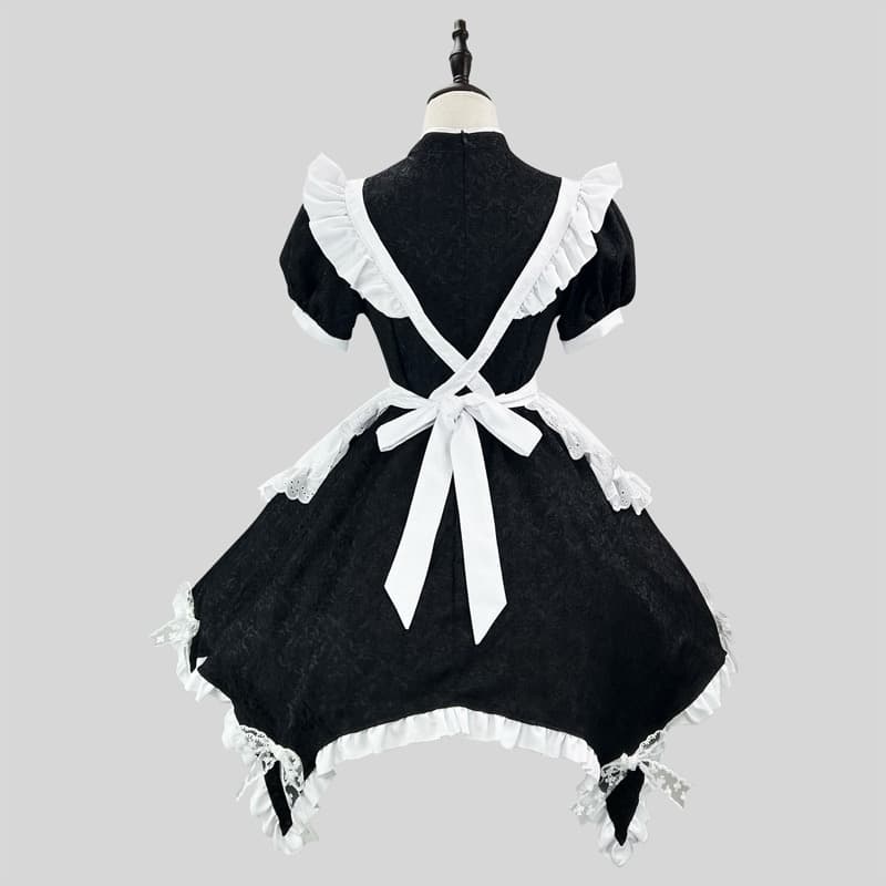 エロコスプレ 黒白フリル付きメイド服コスプレ衣装セット