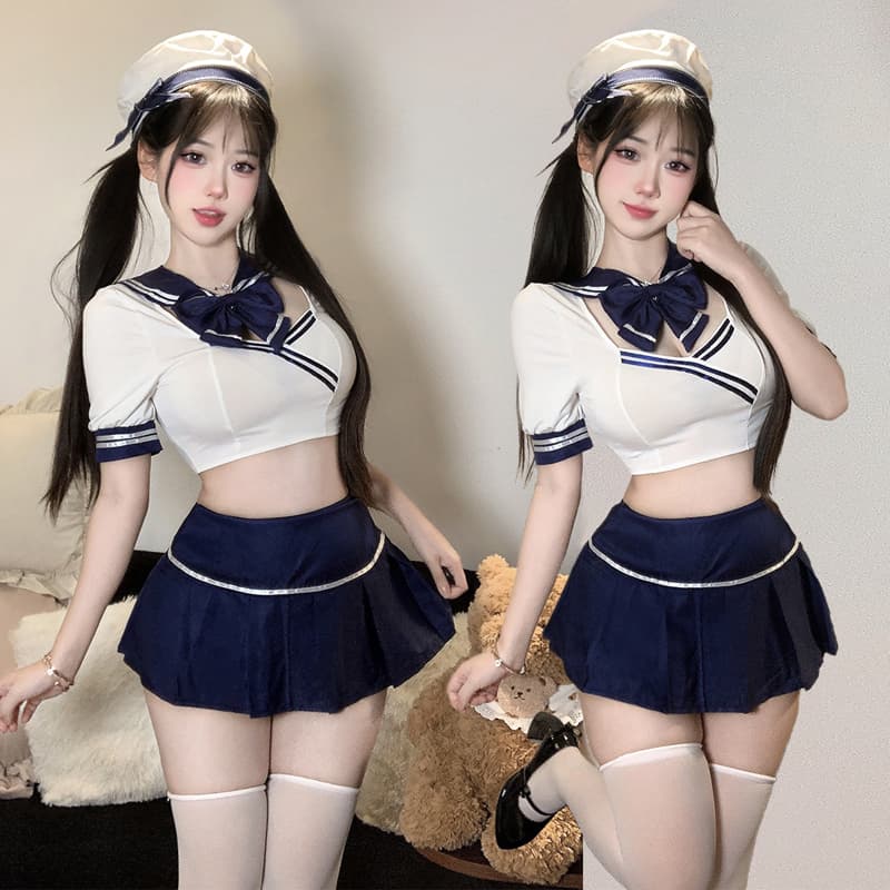 帽子付き水兵風セーラー服エロコスプレ衣装