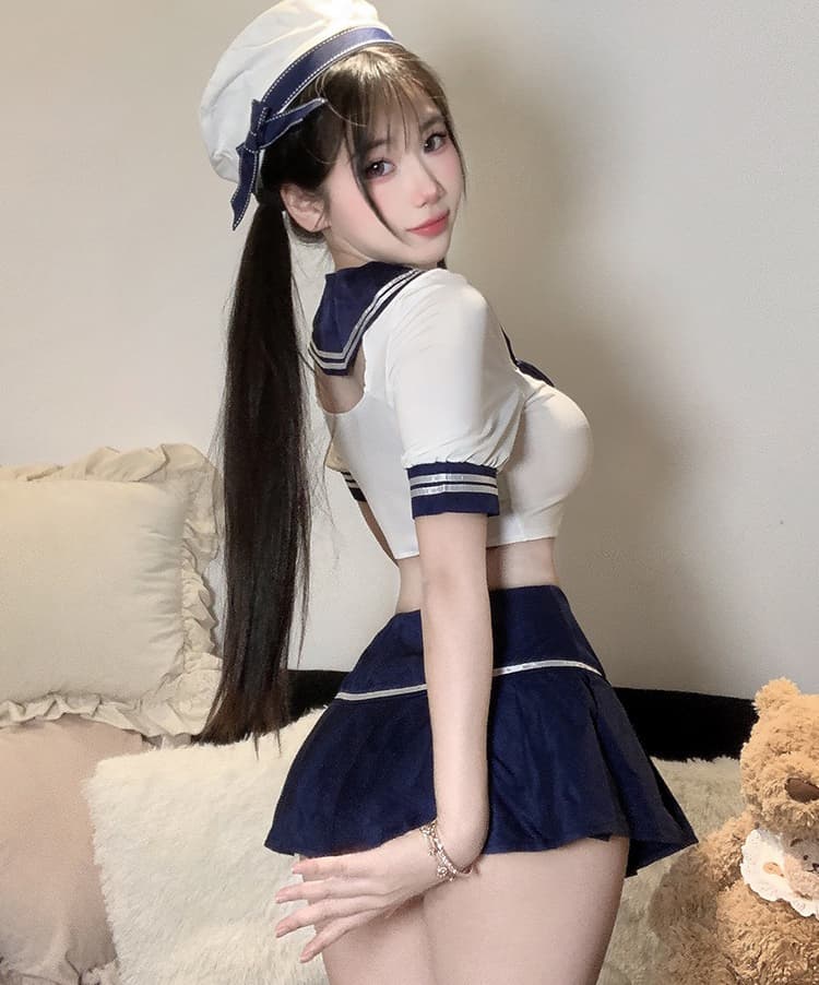 帽子付き水兵風セーラー服エロコスプレ衣装